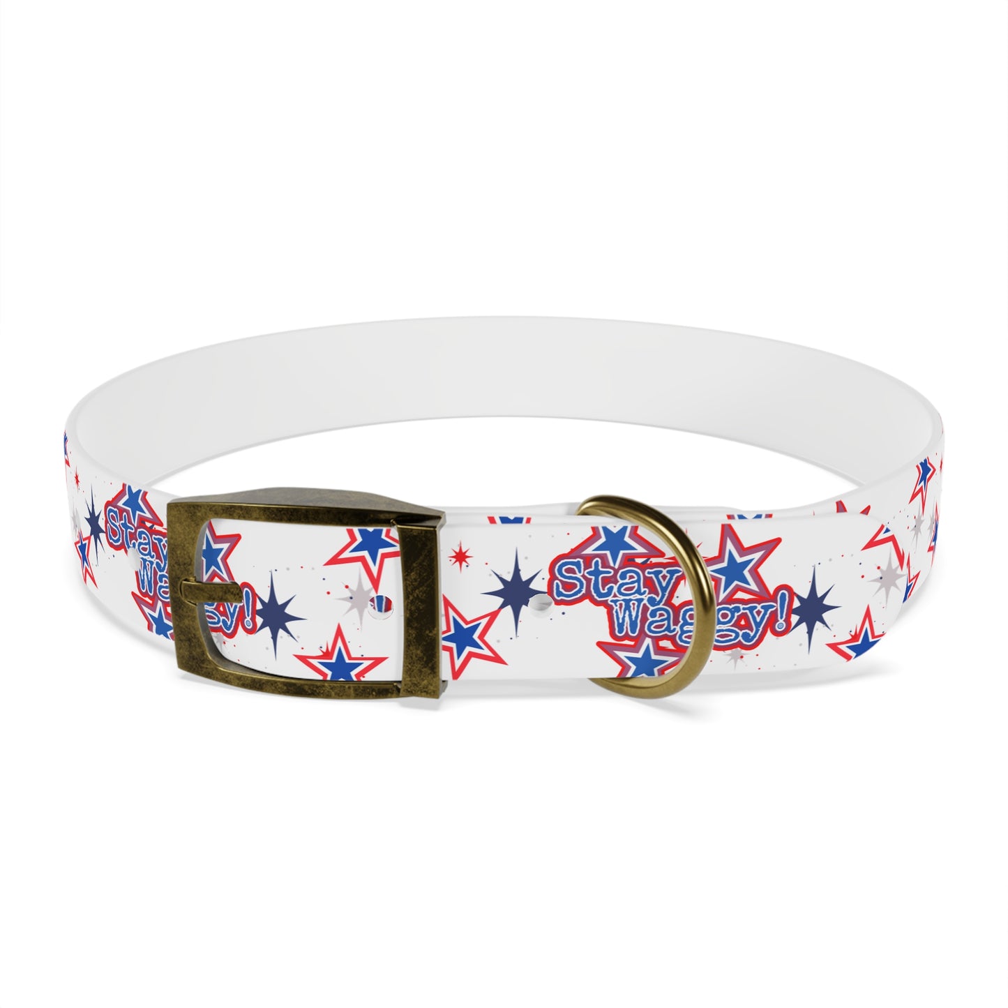 Stay Waggy! White Patriotic Stars Dog Collar
