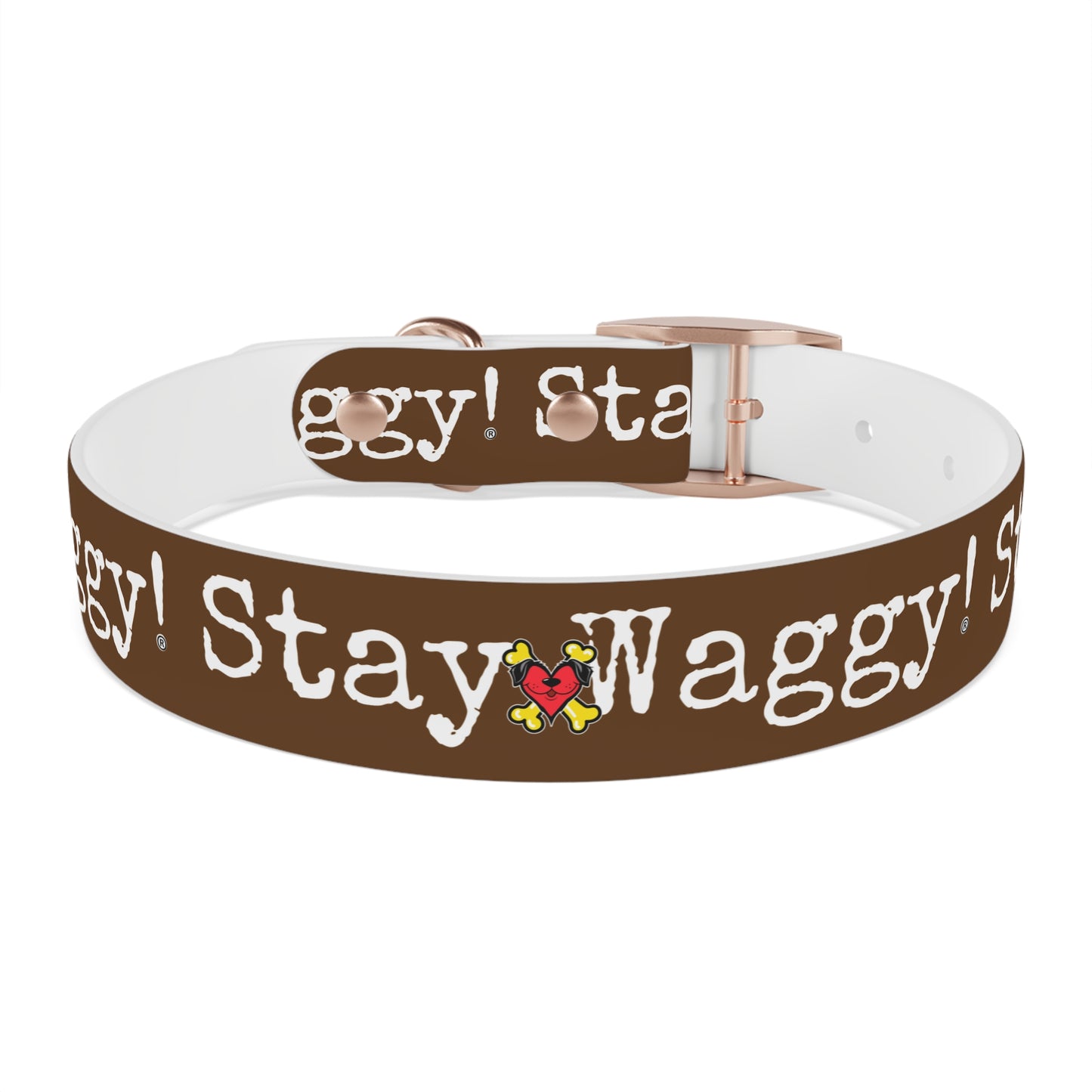 Stay Waggy! Dog Collar - Brown