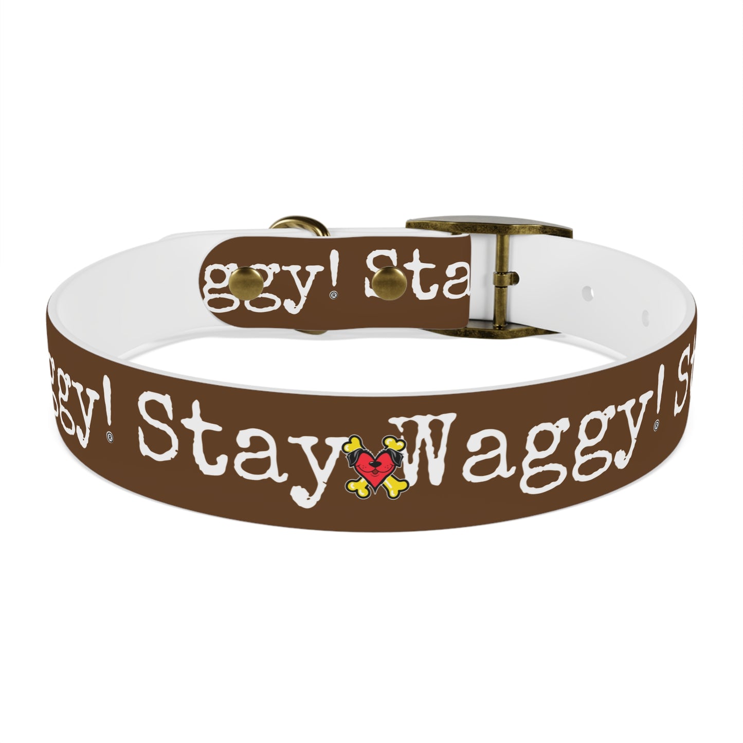 Stay Waggy! Dog Collar - Brown