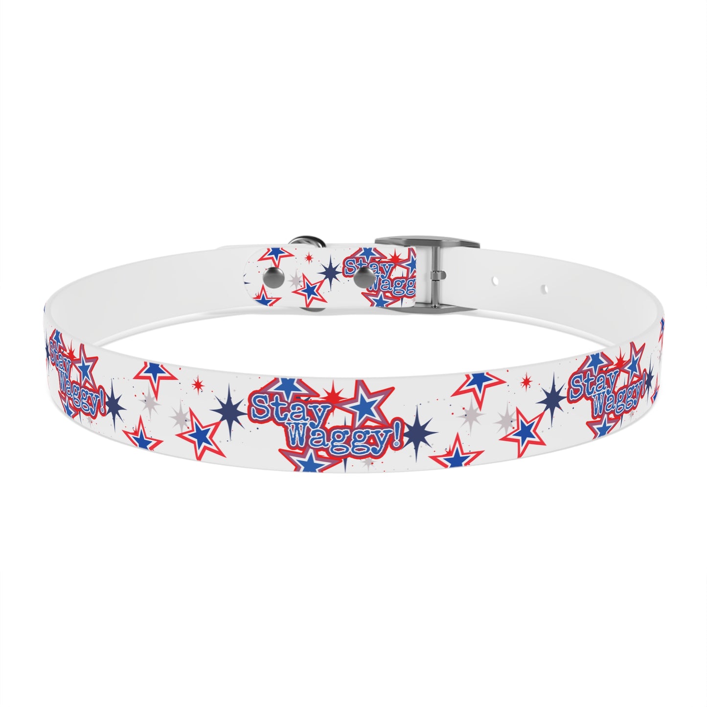Stay Waggy! White Patriotic Stars Dog Collar