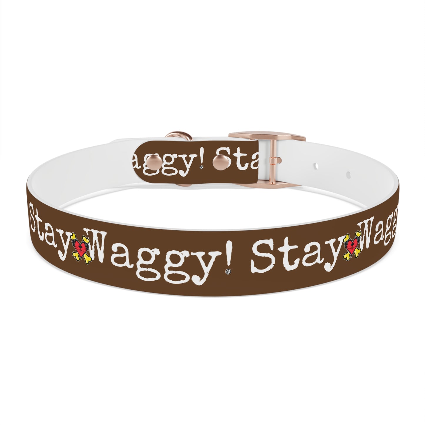 Stay Waggy! Dog Collar - Brown
