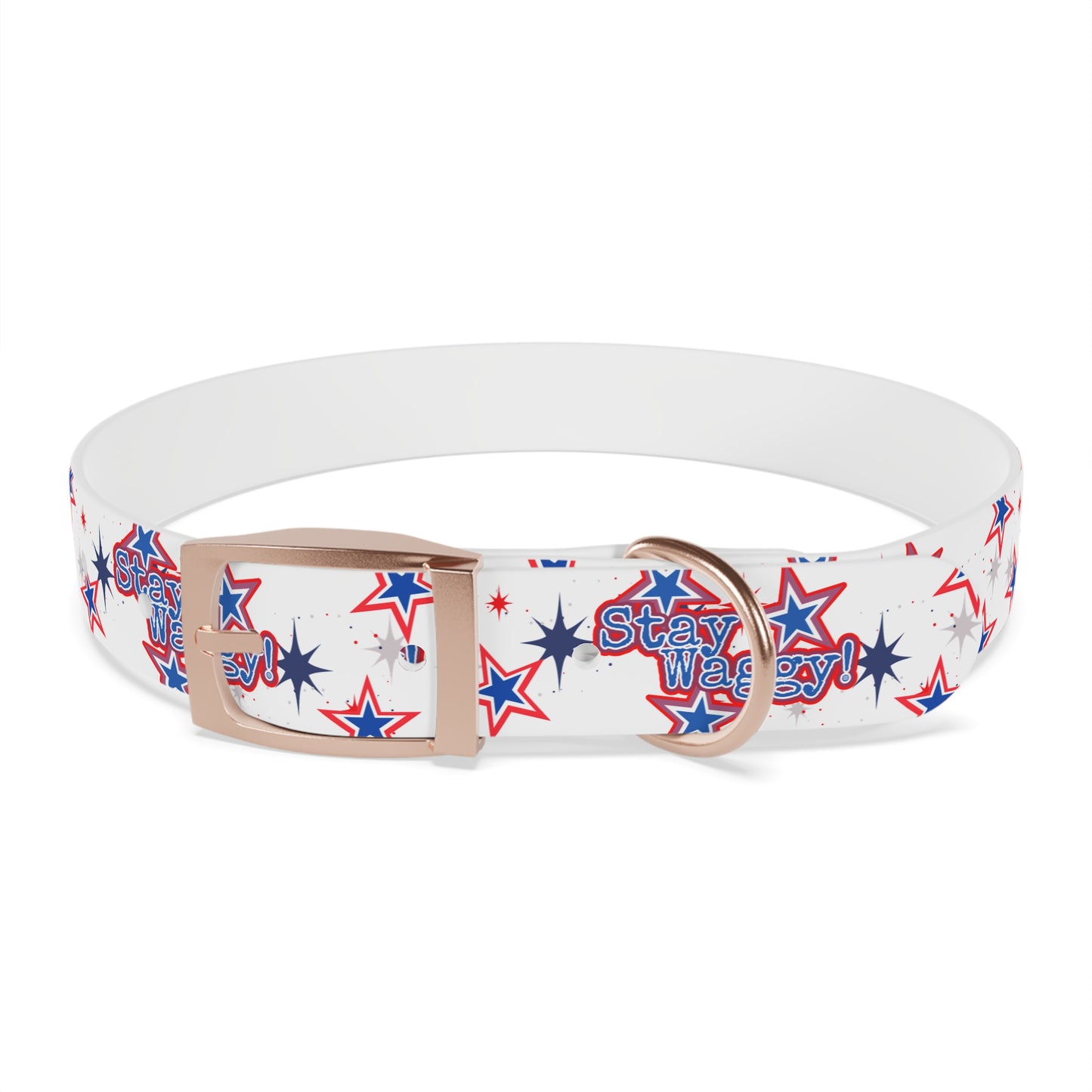 Stay Waggy! White Patriotic Stars Dog Collar