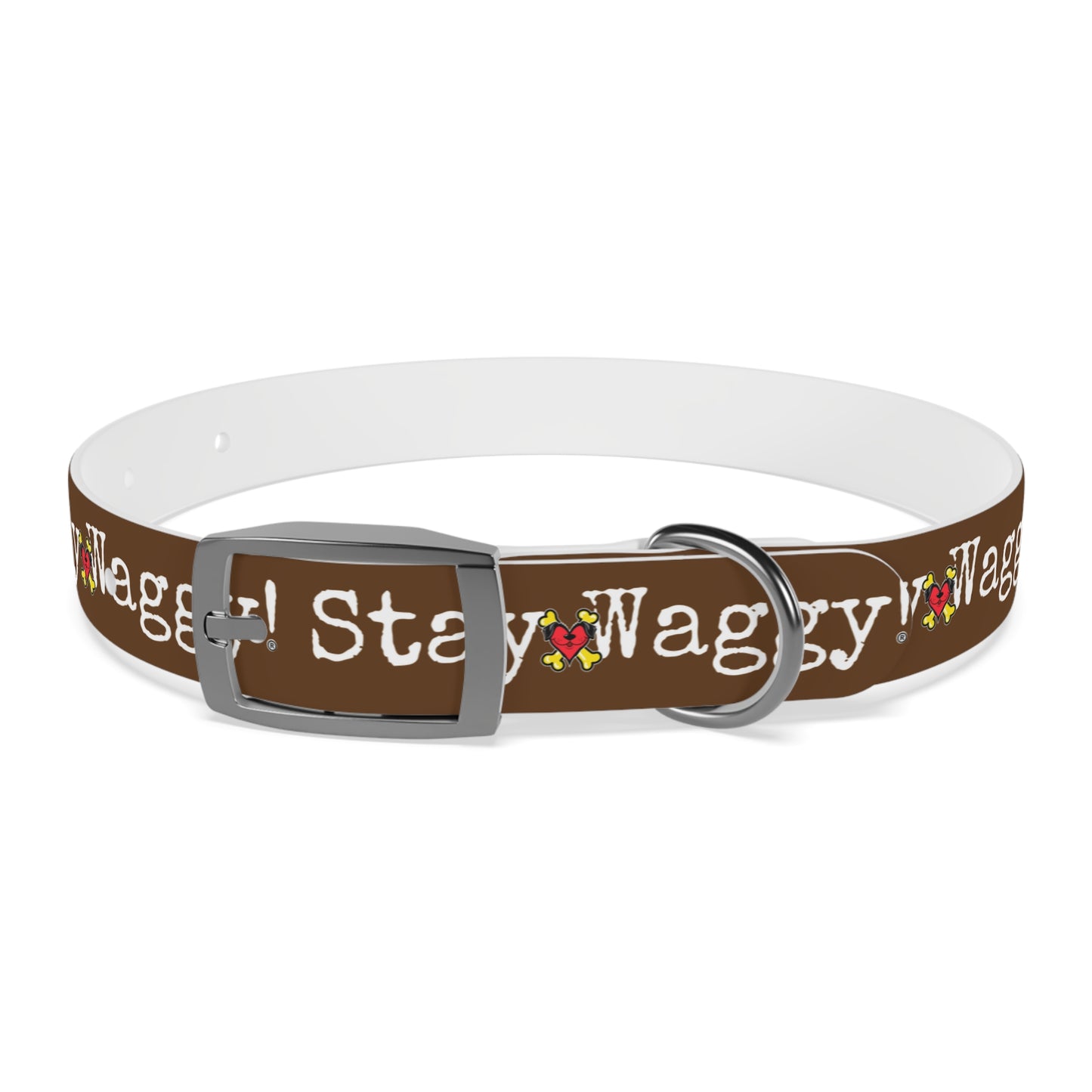 Stay Waggy! Dog Collar - Brown