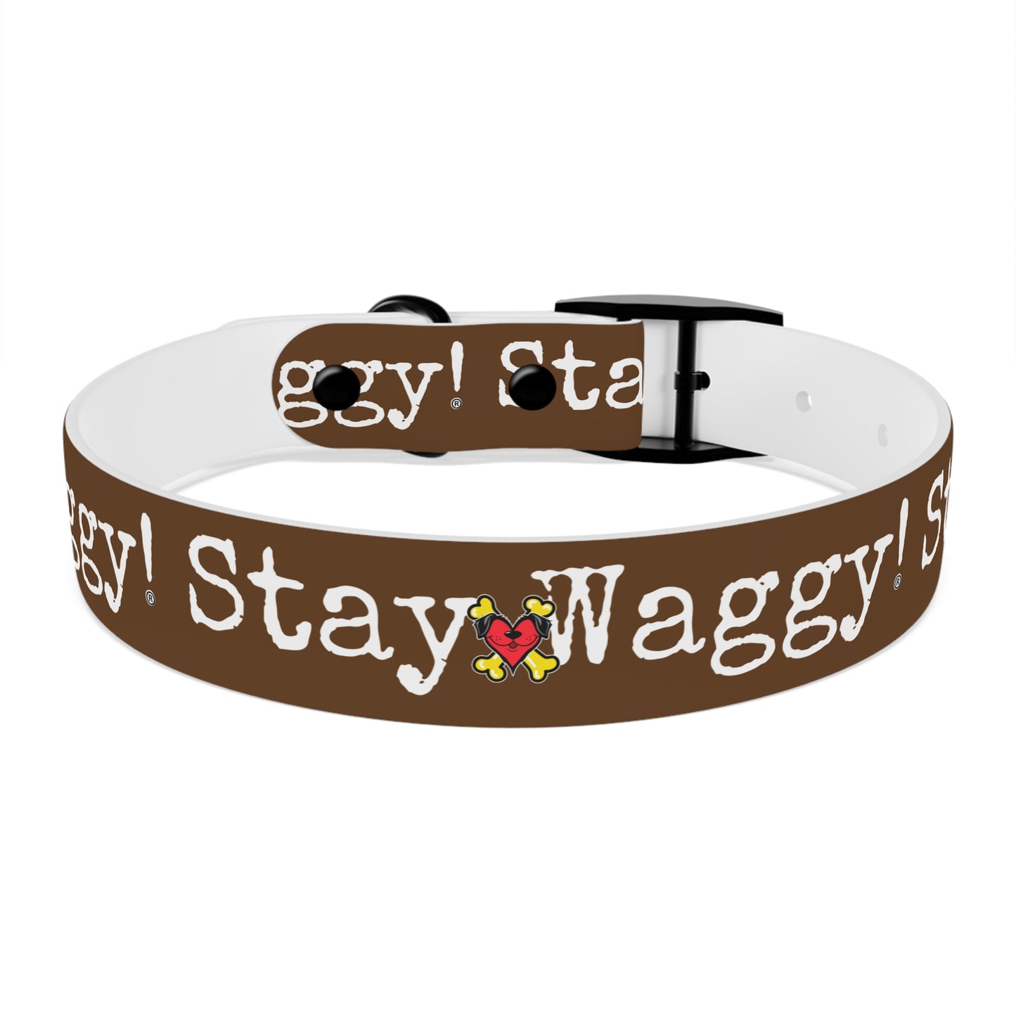 Stay Waggy! Dog Collar - Brown