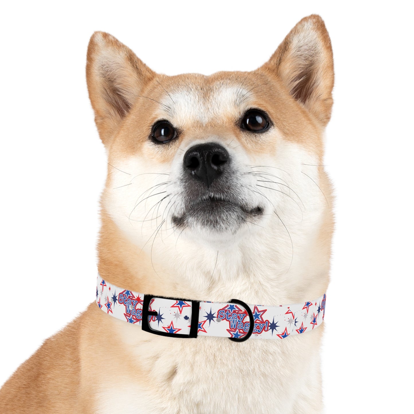 Stay Waggy! White Patriotic Stars Dog Collar